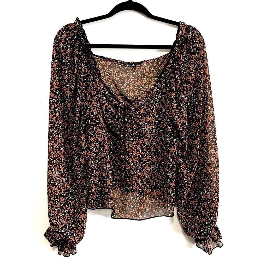 Lulu’s Floral Print Chiffon Peasant Style Blouse